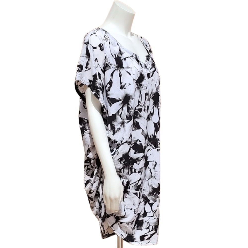 HANDMADE Tie Dye Tunic Top Plus 1X Swim Cover Up Dress Ruched Sides Floral - Picture 5 of 16